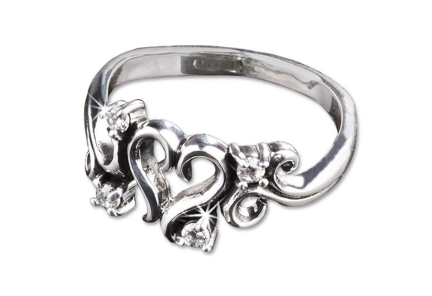 viva-adorno Silberring Damen Ring Herz Zirkonia Kristall Verlobungsring 925 Sterlingsilber, Damenring von viva-adorno