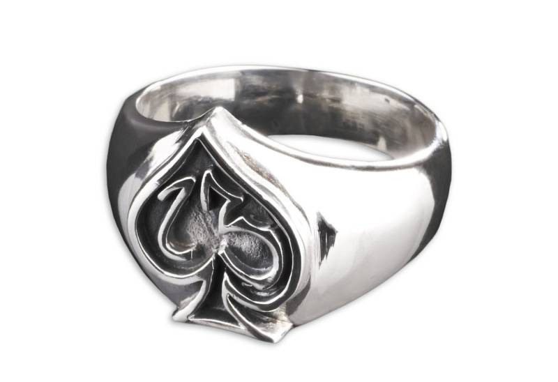 viva-adorno Silberring Herren Ring Pik Lucky Dreizehn 13 Siegelring Daumenring, 925 Sterlingsilber Herrenring von viva-adorno