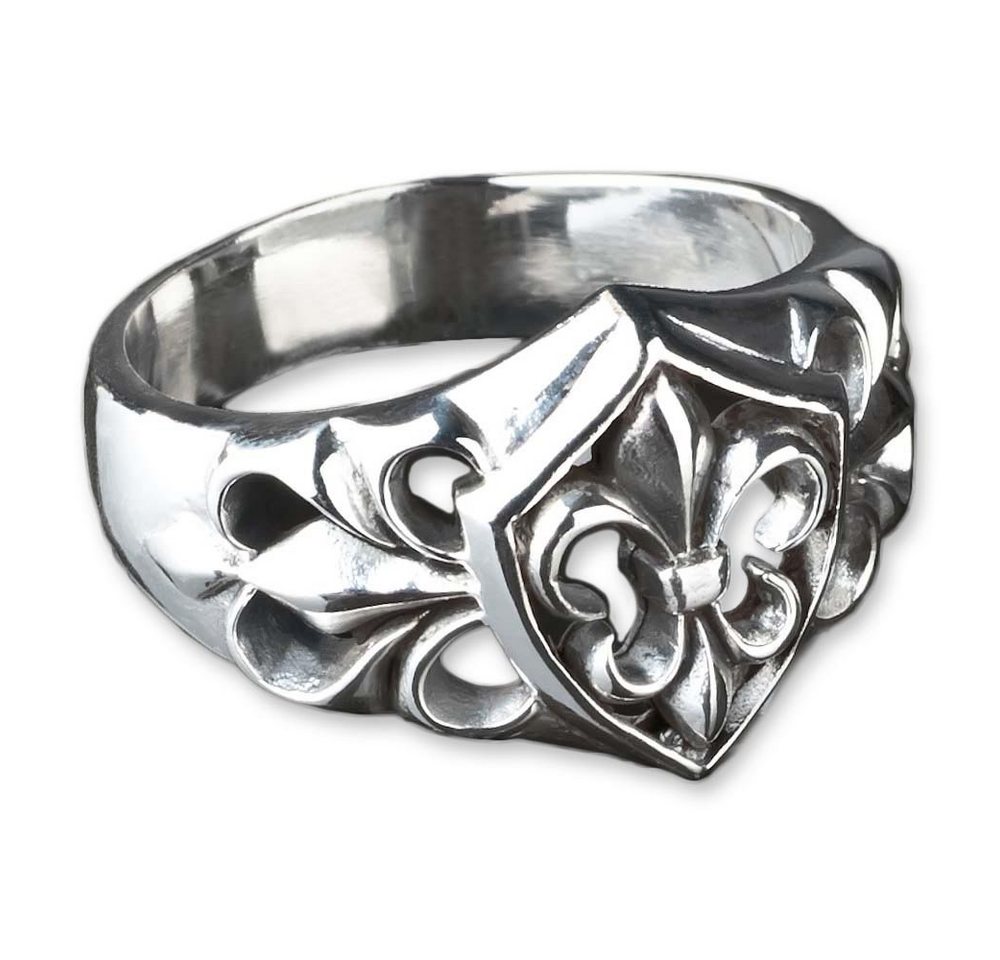 viva-adorno Silberring Ring Fleur de Lys Lilien Ring Wappen Siegelring 925 Sterlingsilber, Lilie von viva-adorno