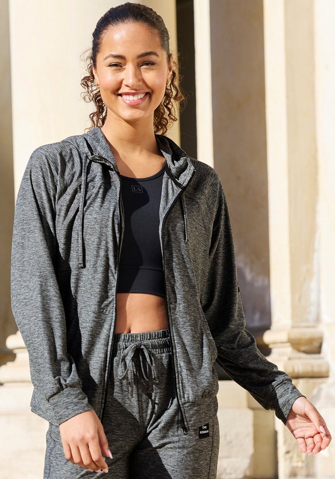 vivance active Funktions-Kapuzensweatjacke mit Teilungsnähten und geteilte Kängurutasche von vivance active