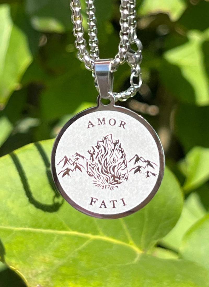 Tolle Halskette Amor Fati Aus Edelstahl Silber Liebe Zum Schicksal Philosophie Nietzsche von vivilinajewelry