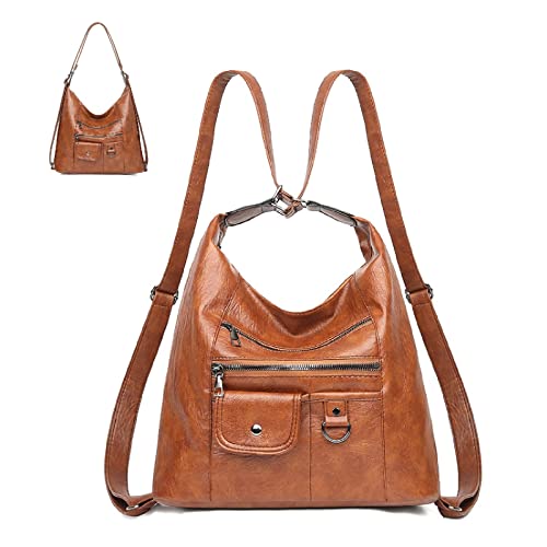 Leder-Tragetasche für Damen, Crossbody-Handtaschen, weiche PU-Schultertasche, multifunktionaler 3-in-1-Rucksack (Farbe: Schwarz) von viviweek