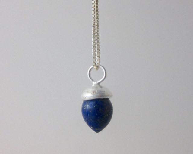 Eichel Anhänger Lapis Lazuli Sterling Silber Brautjungfer Hochzeit Debüt Geburtstagsgeschenk Für Frau Mädchen Teenager von vixjewellery