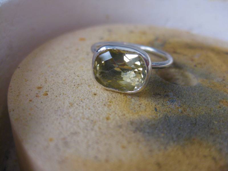 Rechteck Kissen Schliff Facettiert Schachbrett Sterling Silber Stapelbar Ring Sommer Frühling Herbst Winter Jeden Tag Wählen Sie Ihre Farbe Gem von vixjewellery