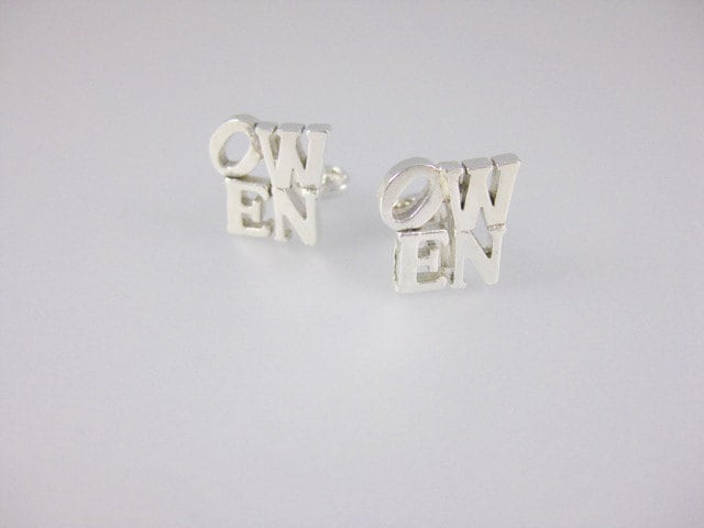 Sterling Silber Manschettenknöpfe Buchstaben Name Handmade Pop Art Stil von vixjewellery