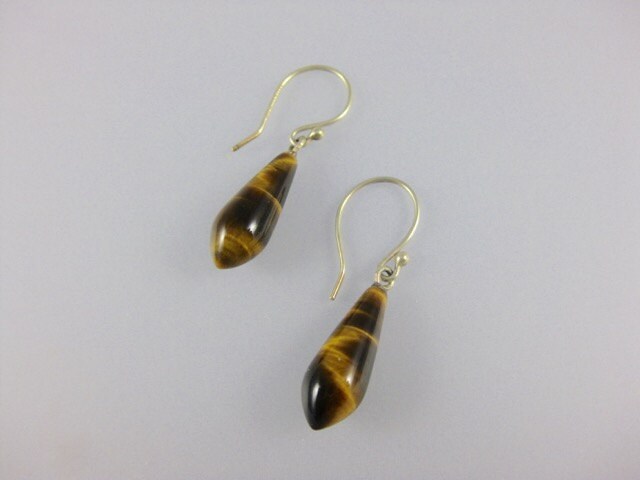 Tigerauge Sterling Silber Teardrop Briolette Damen Ohrhänger Sommer Winter Resort Workwear Party von vixjewellery