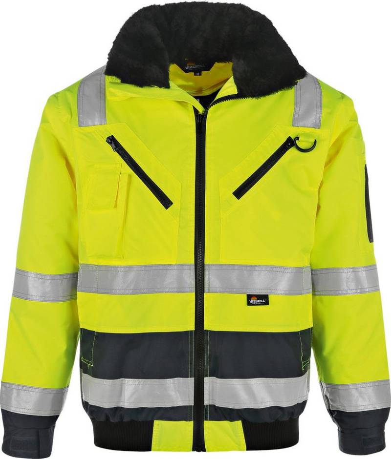 vizwell Pilotenjacke Warnschutz Pilotenjacke Arbeitsjacke Winterjacke Funktionsjacke durch abtrennbare Ärmel auch als Weste tragbar von vizwell