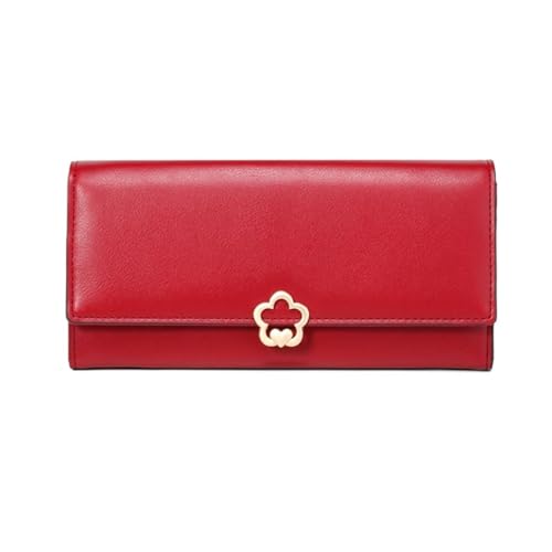 Damen-Geldbörsen, Geldscheinklammern, Lederhandtaschen, Geldbörsen, Geld-Organizer, Kartenetuis, 19,1 cm (Größe: Rot) von vkeid