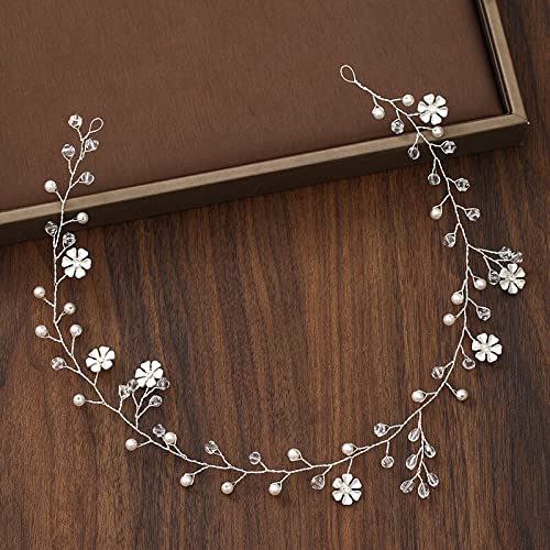 Haarschmuck, Kronen-Tiaras für Frauen, Hochzeits-Kopfschmuck, Perlen-Kristall-Stirnband, Braut-Haarschmuck, Kopfschmuck, handgefertigte Tiara für Frauen, Hochzeit, Haarschmuck, Schmuck, Farbe: von vkeid