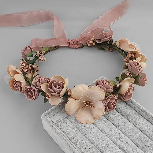 Haarschmuck Kronen-Tiaras für Frauen, Blumenkrone, Braut, Hochzeit, Haarschmuck, wunderschöne Blumen-Stirnbänder, geflochtene Haarrebe, Haarschmuck für Frauen und Mädchen (Farbe: E) von vkeid