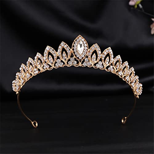 Haarschmuck Kronen-Tiaras für Frauen, Strass-Metall-Tiaras, Stirnbänder, Prinzessin, Brautkrone, Hochzeitskleid, Kopfschmuck, kleines Diadem, Haarschmuck (Farbe: Goldfarben) von vkeid