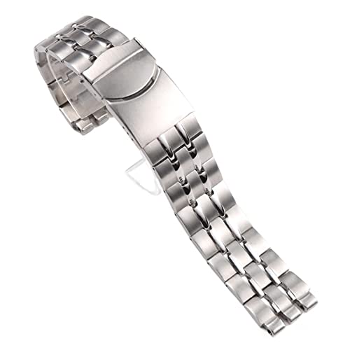 vkeid 22x20mm Silber Edelstahl Uhrenarmband für Swatch Watch Armband Herren Armband Faltschließe Metall, 22mm von vkeid