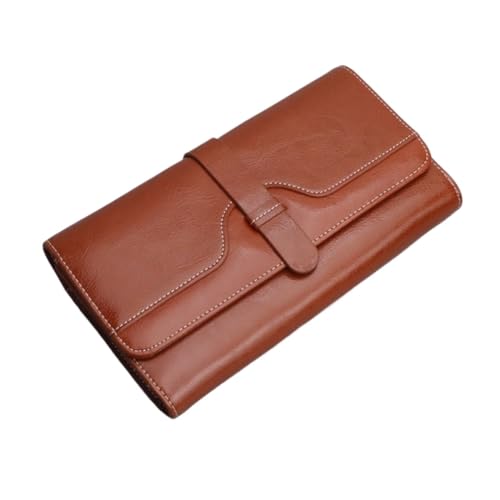 vkeid Damen-Business-Geldbörsen, echtes Leder, Geldscheinklammern, Münzgeldbörsen, Kartenetuis, Handtaschen, Abendtaschen (Größe: Braun) von vkeid