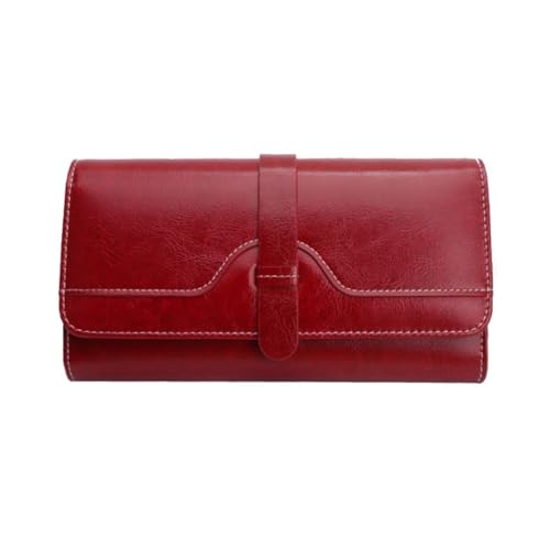 vkeid Damen-Business-Geldbörsen, echtes Leder, Geldscheinklammern, Münzgeldbörsen, Kartenetuis, Handtaschen, Abendtaschen (Größe: Rot) von vkeid