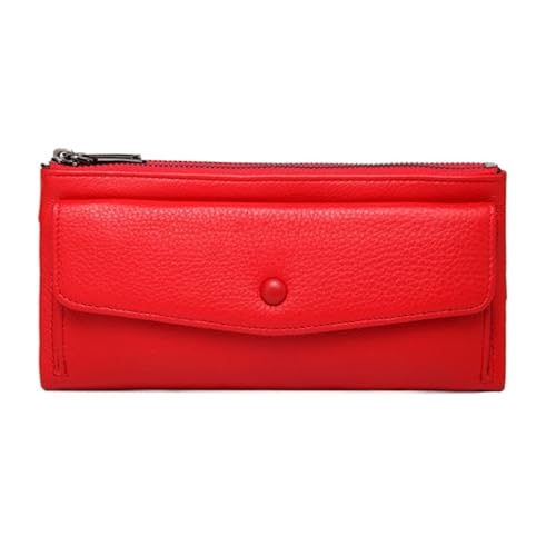 vkeid Damenhandtaschen, Geldbörsen, Geldbörsen aus echtem Leder, Lange Geldklammern, Kartenetuis, Geld-Organizer (Größe: Rot) von vkeid