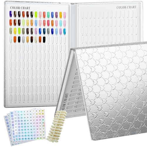 Vnjaoi 308 Farben Nagel Display Swatch Buch mit 360 Tipps für Nagellack UV Gel Farbkarten Nagelsalon Werkzeug Muster Display Nagelkunst für Nagelstudios, DIY Nagelkunst zu Hause (Silber) von vnjaoi