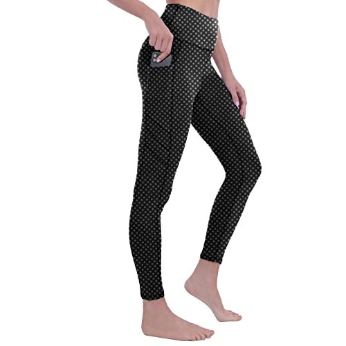 vnnink Professionelle Yoga-Leggings für Damen [Ultra Stretch Soft] Hohe Taille Yogahose mit Taschen Bauchkontrolle, Schwarz/Weißer Punkt, S von vnnink