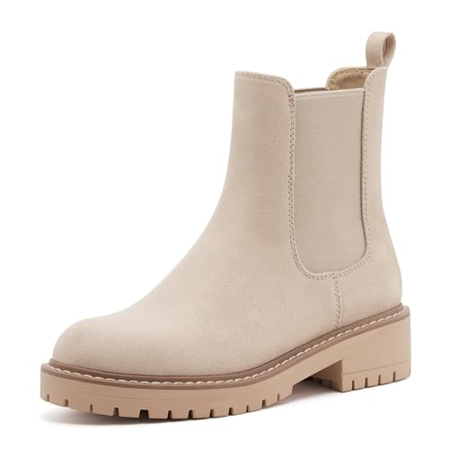 vodvob Damen Chelsea Boots Fashion Slip On Ankle Booties Casual Elastic Chunky Block Booties, Hautfarben, 39 EU vodvob Damen Chelsea Boots Fashion Slip On Ankle Booties Casual Elastic Chunky Block Booties, Hautfarben, 39 EU von vodvob
