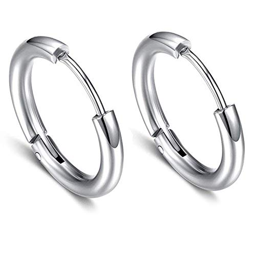 Vogem 12mm Silber Minimalism Creolen Ohrringe für Damen und Herren,edelstahl Classic offene Ohrringe Hypoallergen Modeschmuck von vogem
