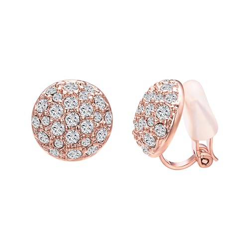 Vogem Ohrringe Clips Damen Ohne Ohrlöcher für Damen Frauen Mädchen Rosegold Ohrclips Runden Modeschmuck von vogem