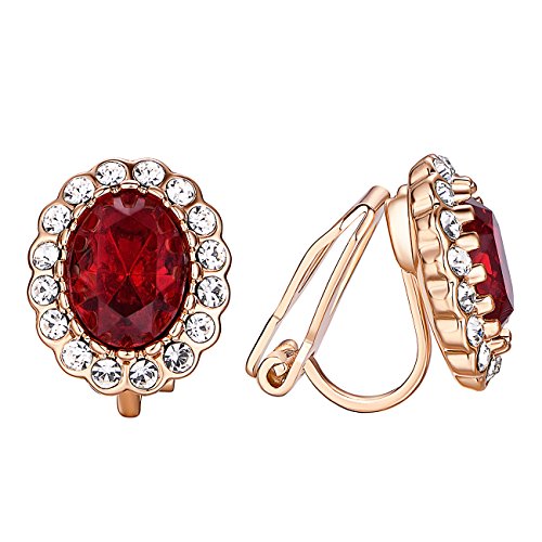 Vogem Damen Ohrclips Ohne Ohrlöcher Rot Zirkonia Ohrringe Clips Nickelfrei Hochzeit Modeschmuck von vogem