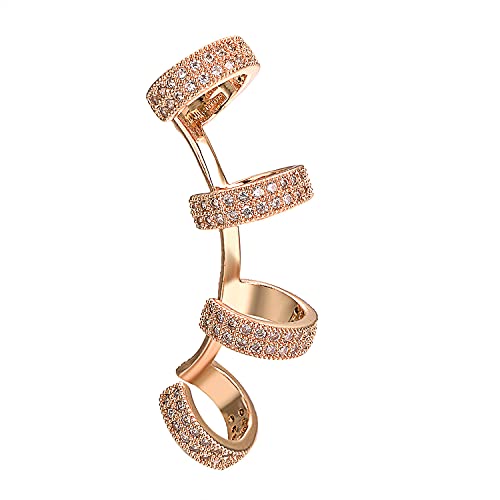 Vogem Ear Cuff Ohrklemme Damen Rosegold Knorpel Clip Ohrringe Zirkonia Ohrclips Ohne Ohrlöcher CZ Pflastern Ohrringe Schmuck Geschenk von vogem