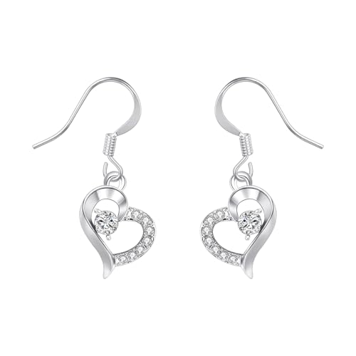 Vogem Silber Asymmetrische Herz Aushöhlung löb Ohrringe für Damen Aussergewöhnliche Ohrringe Eingelegter Zirkonia Antiallergener Modeschmuck von vogem