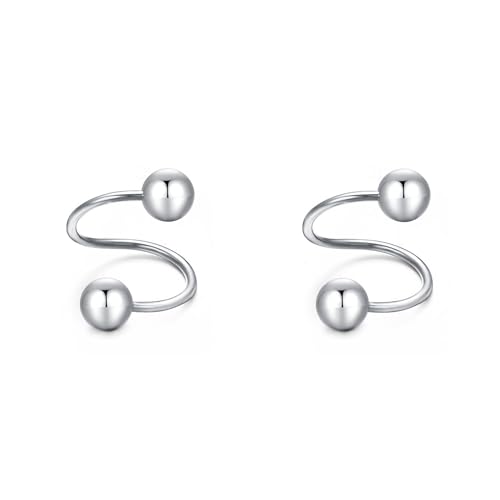 Vogem Silber Dünne Draht Ohrstecker für Damen Beliebte Runde Kugel Ohrringe Antiallergener Modeschmuck von vogem
