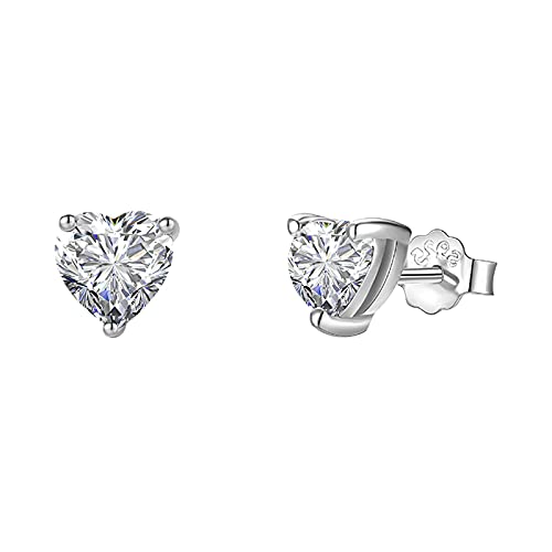 Vogem Silber Herz Form Stud Ohrringe für Damen Personalisierte Zirkonia Blinkende Ohrring Antiallergener Modeschmuck von vogem