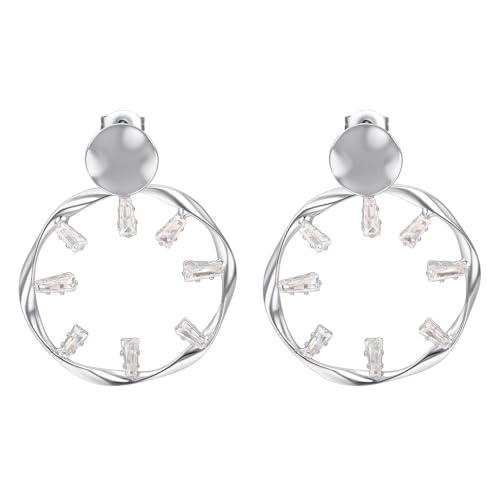 Vogem Silber Runde Ohrringe Vergoldet Damen Zirkonia Geometrisch Modeschmuck Geschenk Antiallergisch von vogem