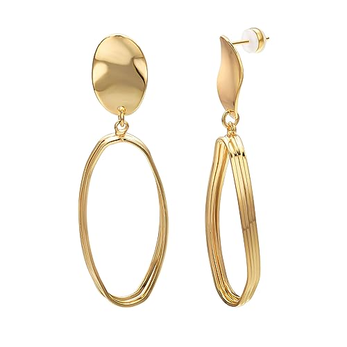 Vogem Vergoldet Statement Chunky Gold Groß Ovale Loop Ohrringe für Damen Geometrische Rund Ohrtropfen Ohrringe Modeschmuck von vogem