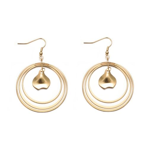 Vogem Vergoldet Statement Ringform Loop Ohrringe für Damen Gebogene Geometrische Briolette Ohrringe Modeschmuck von vogem