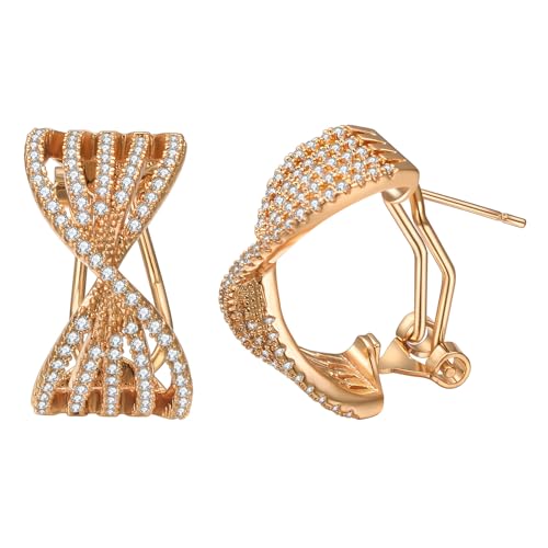 Vogem Vergoldete Dicke Creolen Mit Schleife Stud Ohrringe für Damen Personalisierte Zirkonia Statement Ohrringe Antiallergener Modeschmuck von vogem