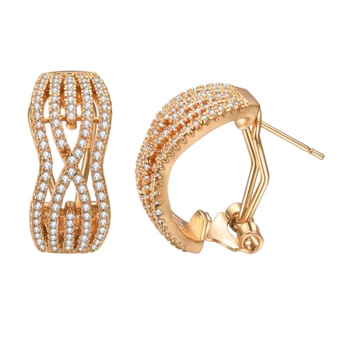 Vogem Vergoldete Dicke Creolen Stud Ohrringe für Damen Personalisierte Zirkonia Statement Ohrringe Antiallergener Modeschmuck von vogem