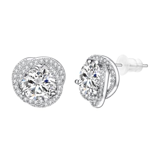 Vogem Weiß Kristall Stud Earrings For Damen Doppel Hypoallergen Rund Glitzer Modeschmuck Ohrringe Silber Vogem Weiß Kristall Stud Earrings For Damen Doppel Hypoallergen Rund Glitzer Modeschmuck Ohrringe Silber von vogem
