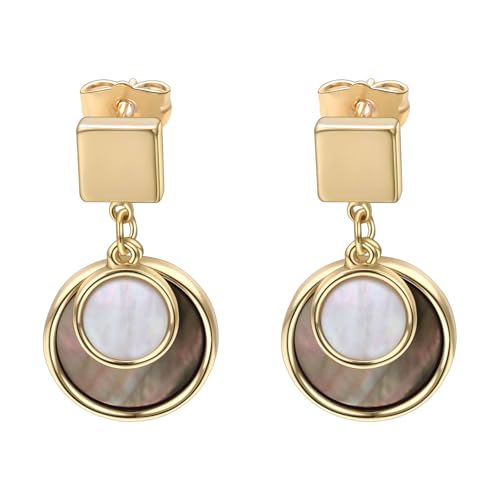 Vogem Weisse Runde Ohrstecker Damen Vergoldet Quadrat Ohrklipser Modeschmuck Elegant Geschenk Antiallergisch von vogem