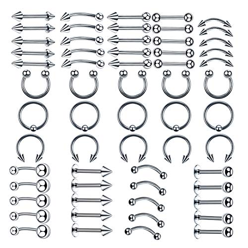 vogem 1.2 * 6mm Piercing Ohr Helix Silber Edelstahl Körperschmuck Studs Barbells Bananabells für Ohr Lippe Nase Zunge Augenbrauen Nippel Piercing Ring Multizweck 60PCS vogem 1.2 * 6mm Piercing Ohr Helix Silber Edelstahl Körperschmuck Studs Barbells Bananabells für Ohr Lippe Nase Zunge Augenbrauen Nippel Piercing Ring Multizweck 60PCS von vogem