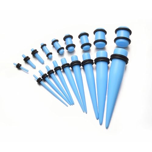 vogem 18 Stück Ohr Dehnstäbe Set 1-10mm/14G-00G Ohr Gauges Expander Set Acryl Tapers und Plugs Body Piercing Schmuck Set für Frauen und Männer (Marineblau) von vogem