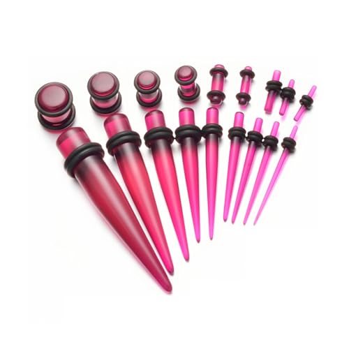 vogem 18 Stück Ohr Dehnstäbe Set 1-10mm/14G-00G Ohr Gauges Expander Set Acryl Tapers und Plugs Body Piercing Schmuck Set für Frauen und Männer (Rot) von vogem