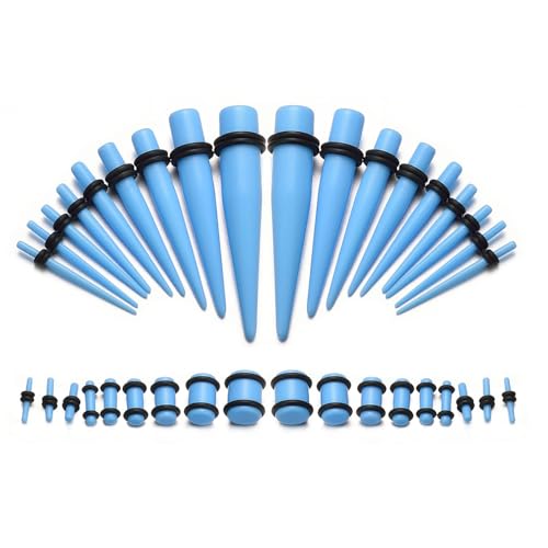 vogem 36 Stück Ohr Dehnstäbe Set 1-10mm/14G-00G Ohr Gauges Expander Set Acryl Tapers und Plugs Body Piercing Schmuck Set für Frauen und Männer (Marineblau) von vogem