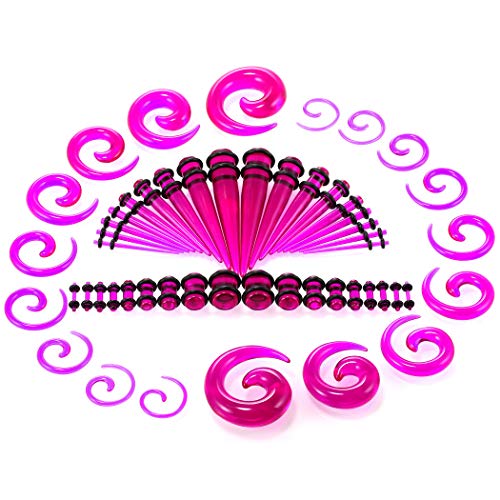 vogem 54 Stück Ohr Dehnstäbe Set 1-10mm/14G-00G Ohr Gauges Expander Set Acryl Tapers und Plugs Acrylic Spiral Tapers Body Piercing Schmuck Set für Frauen und Männer (Rot) von vogem