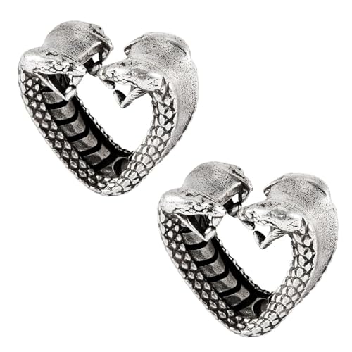 vogem Silber Schlange Tunnel Ohrstöpsel Expander für Damen Herren,Herzform Edelstahl Körperpiercing,Horn Ohrringe，Hypoallergen Dehner Ohr (8mm) von vogem