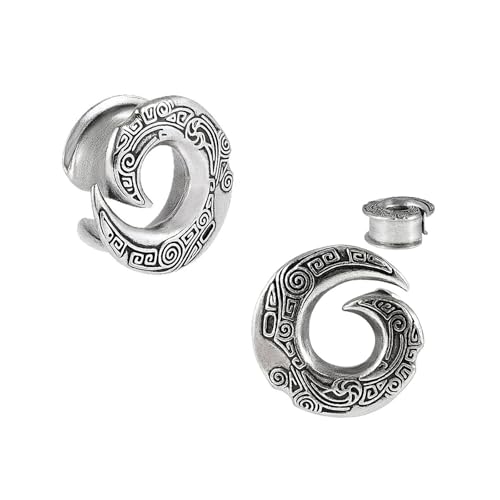 vogem Silber Vintage Helix Tunnel Ohrstöpsel Expander für Damen Herren Edelstahl Horn Körperpiercing Hypoallergen(8mm) von vogem