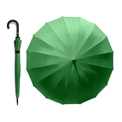 Regenschirm mit 16 Rippen VOGUE, lang, elegant, aus 100% Eco-Rpet-Gewebe, das aus recycelten Plastikflaschen hergestellt wurde. Winddichtes System (Wind Proof) und automatische Öffnung. (Grün) von VOGUE