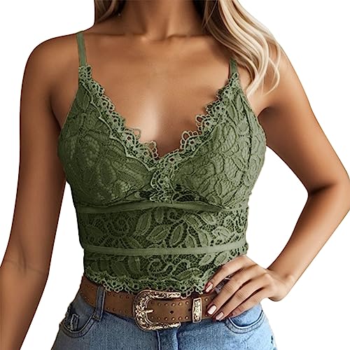 Crop Tops Damen Sexy, Crop Tops Damen, Frauen Teenager Mädchen Boho Tank Bustier Sport BH Neckholder Top Ausschnitt Weste Korsett Bralette Bluse Cami Oberteil Trägertop Romance Bralette Unterhemd von Vohiko