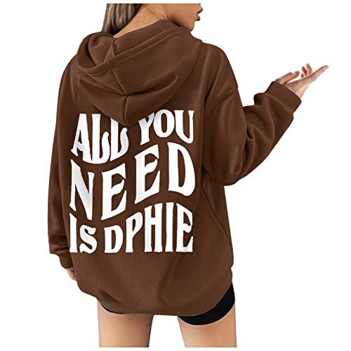 Damen Frauen Teenager Mädchen Oversize Kapuzenpullover Cool Langarm Pulli Pullover Sweatshirt Sport Hoodies Top Promise Langarmshirt Boyfriend Streetwear Herbst Winter Freizeit Bluse Kapuze von vohiko