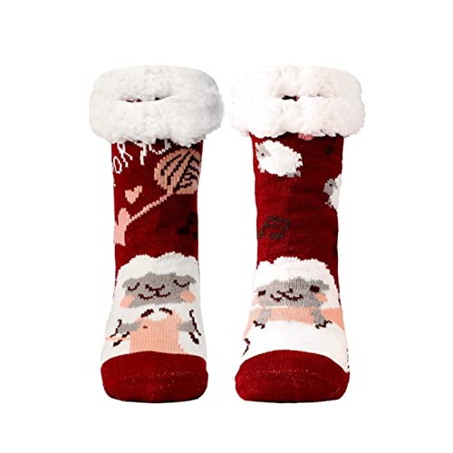 Weihnachten Alpaka Socken, Wollsocken für Damen und Herren Wintersocken Warme Haussocken Thermosocken Damen Socken mit Punkte, Herzen Motiven Süße, Damensocken Winter Warme Plüschsocken Alpaka Socken von vohiko