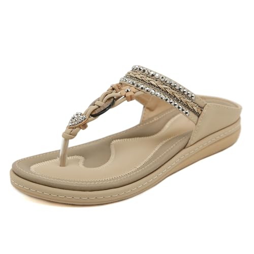 vohiko Damen Sommer Sandalen - Bequeme Orthopädische Slingback Slides Flache Sandalette Bohemia Strand Schuhe mit Strass Große Größe - Outdoor Wassersandalen - Leichte Casual Sandale vohiko Damen Sommer Sandalen - Bequeme Orthopädische Slingback Slides Flache Sandalette Bohemia Strand Schuhe mit Strass Große Größe - Outdoor Wassersandalen - Leichte Casual Sandale von vohiko