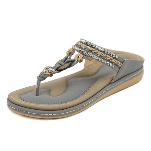 vohiko Damen Sommer Sandalen - Bequeme Orthopädische Slingback Slides Flache Sandalette Bohemia Strand Schuhe mit Strass Große Größe - Outdoor Wassersandalen - Leichte Casual Sandale vohiko Damen Sommer Sandalen - Bequeme Orthopädische Slingback Slides Flache Sandalette Bohemia Strand Schuhe mit Strass Große Größe - Outdoor Wassersandalen - Leichte Casual Sandale von vohiko