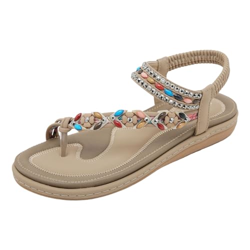 vohiko Flache Sandalen Damen Sommer Freizeit Zehentrenner mit Weiche Fußbett, Sandale Frauen Sandalette Bohemia Sandals mit Strass Perlen Casual Strand Schuhe Elegant Sommerschuhe Gr.37-42 vohiko Flache Sandalen Damen Sommer Freizeit Zehentrenner mit Weiche Fußbett, Sandale Frauen Sandalette Bohemia Sandals mit Strass Perlen Casual Strand Schuhe Elegant Sommerschuhe Gr.37-42 von vohiko